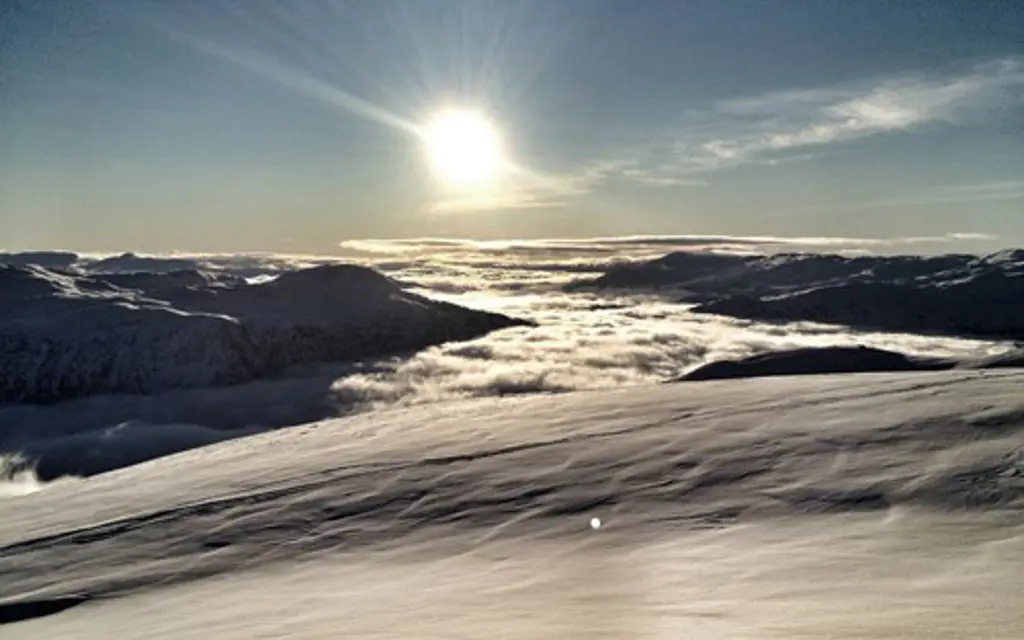 Sun over Voss winter landscape