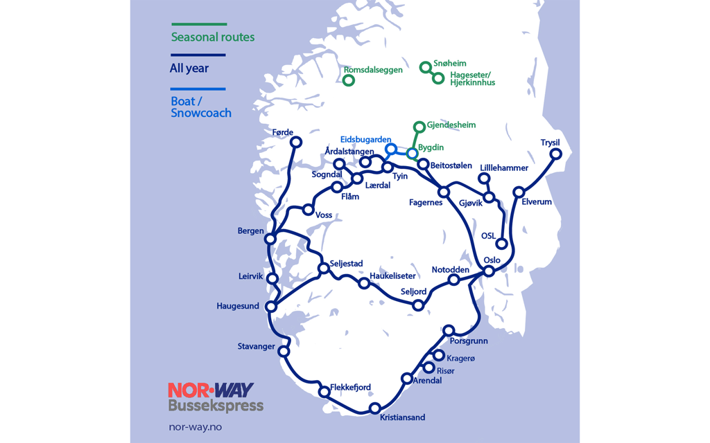 Kart over rutenettet i Sør-Norge