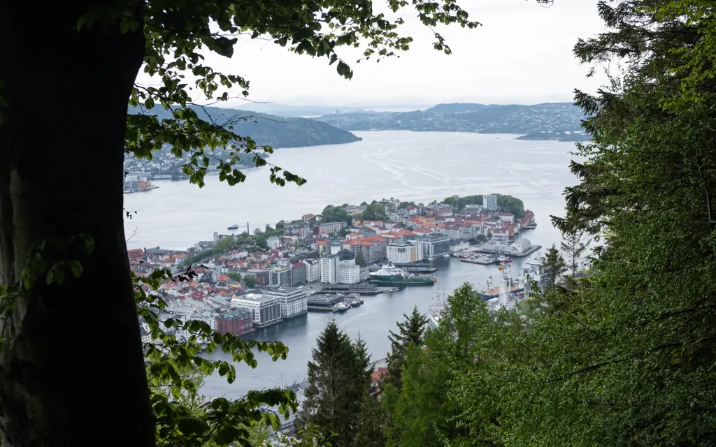 Bergen as seen from the top of the mountain Fløien