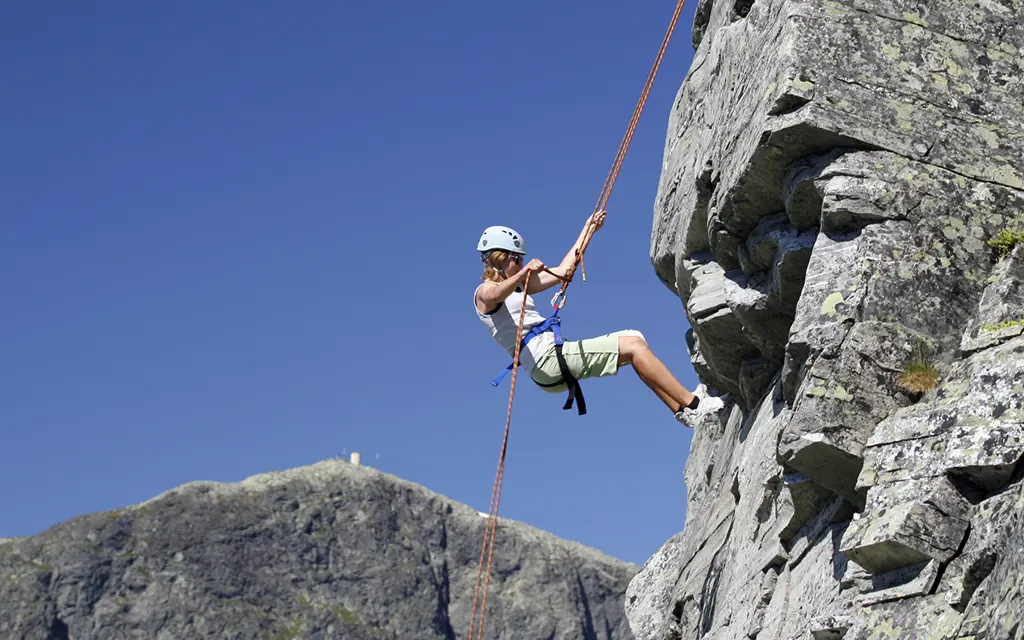 Person climbing the Via Ferrata Synshorn