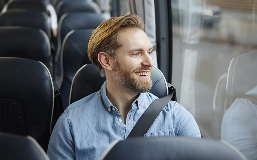 Man sits in a bus