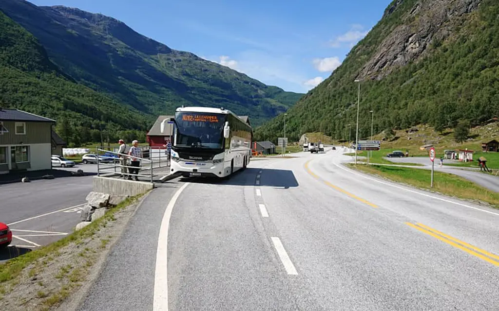 Bus in a Norwegian landscape