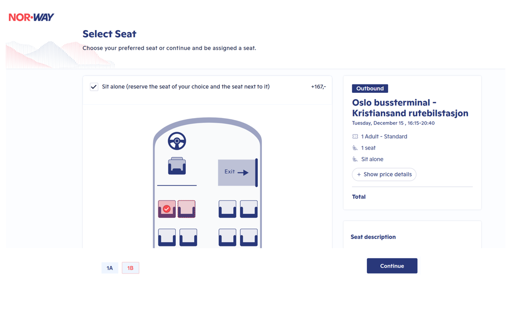Seat map with Sit alone