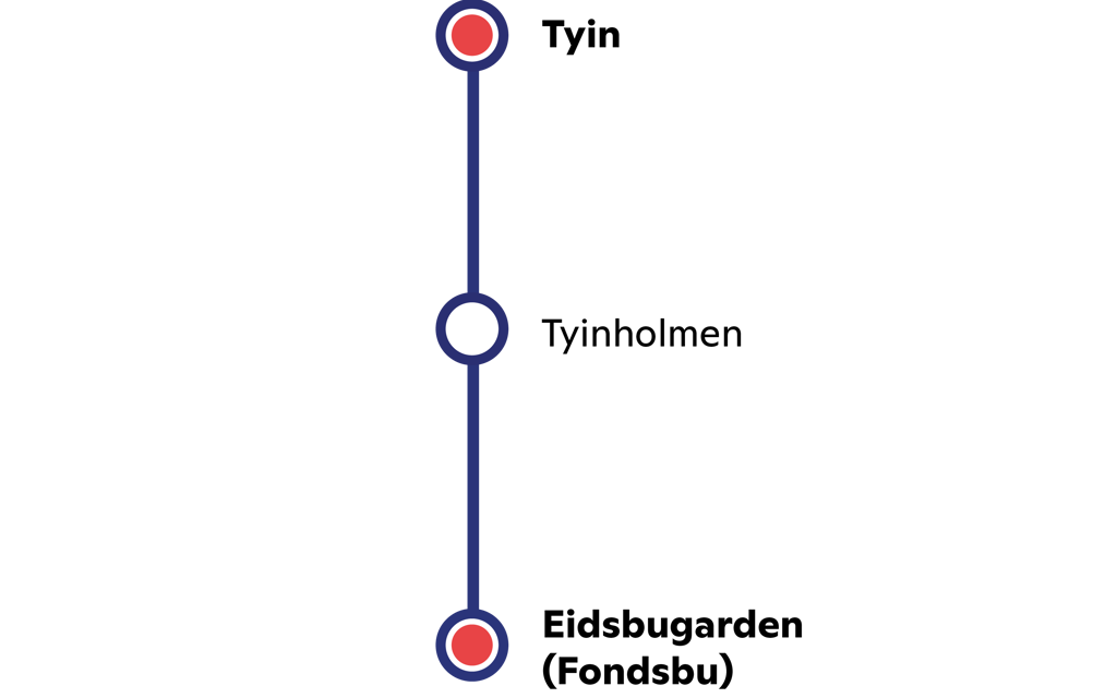 Route map Snow coaches Tyin-Tyinholmen-Eidsbugarden